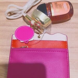 Pink and Orange Card Holder Lanyard